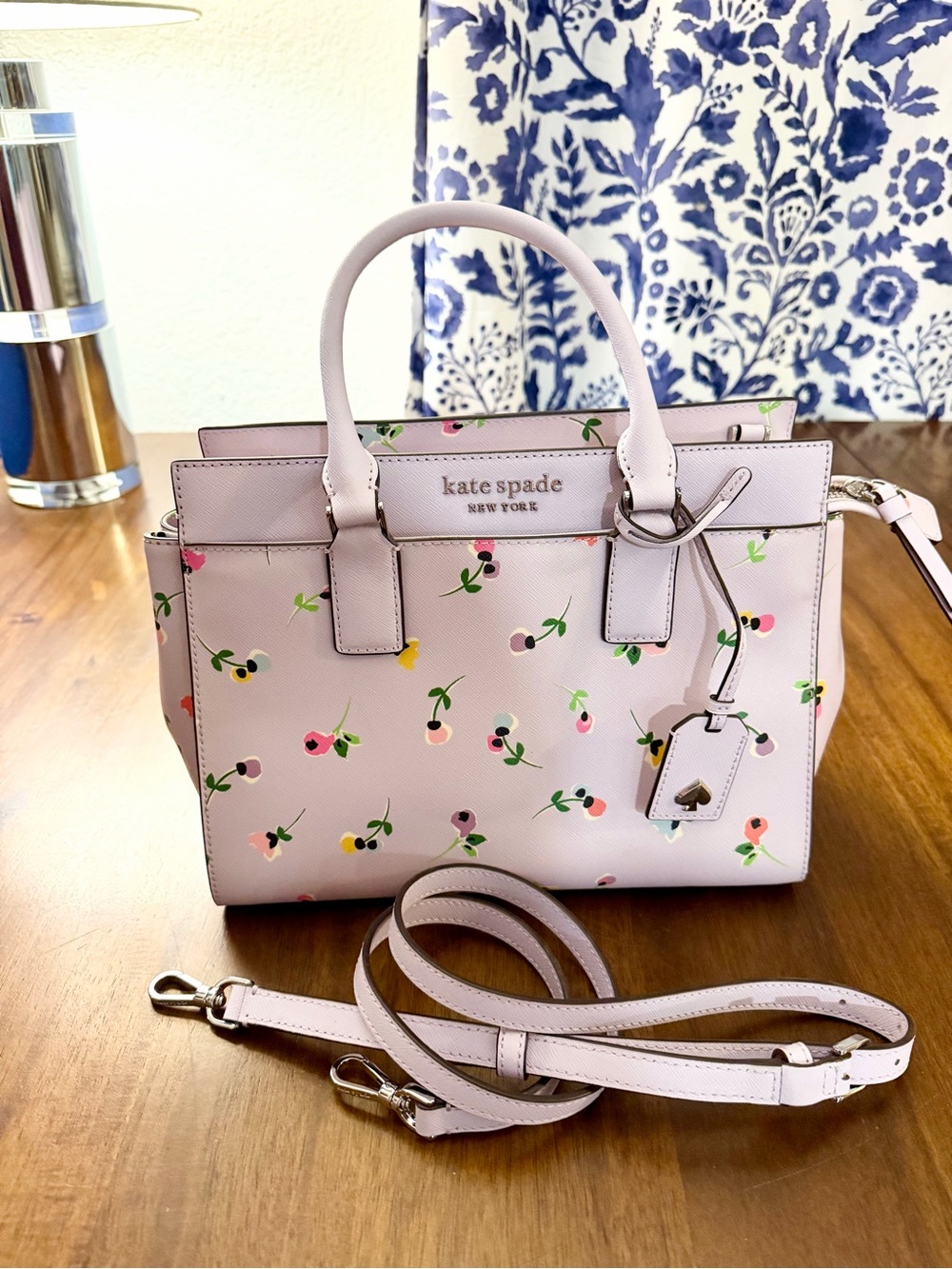kate spade Purple Floral Leather Satchel